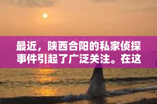 最近，陕西合阳的私家侦探事件引起了广泛关注。在这个信息爆炸的时代，隐私保护显得尤为重要。今天，我们就来聊聊这个事件，看看它背后的一些故事。