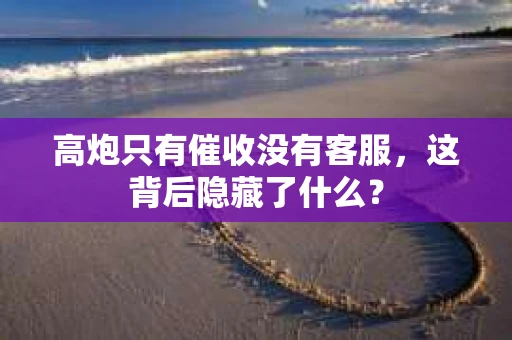 高炮只有催收没有客服，这背后隐藏了什么？