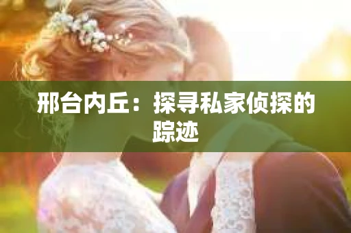 邢台内丘：探寻私家侦探的踪迹