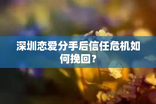 深圳恋爱分手后信任危机如何挽回？